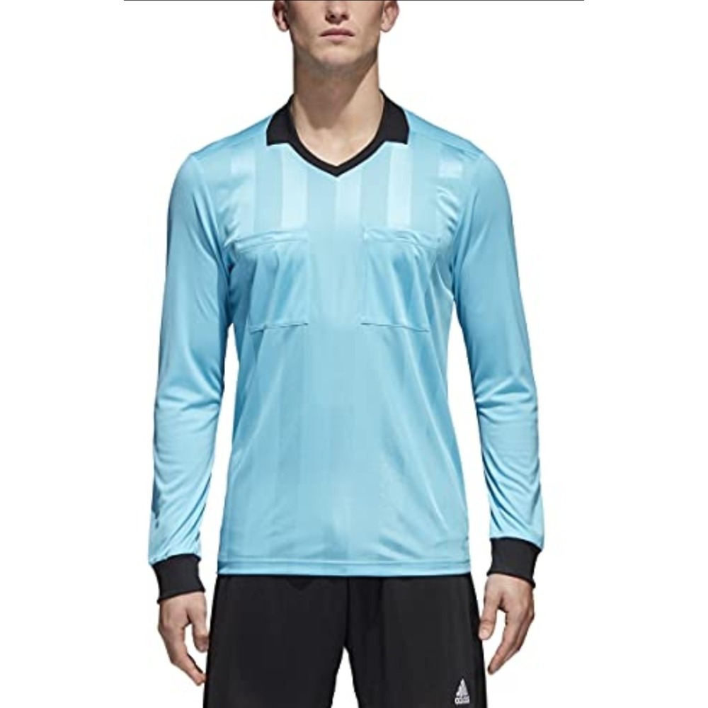 NWT ADIDAS Men's XL Referee 18 Long Sleeve Soccer Jersey Bright Cyan Blue